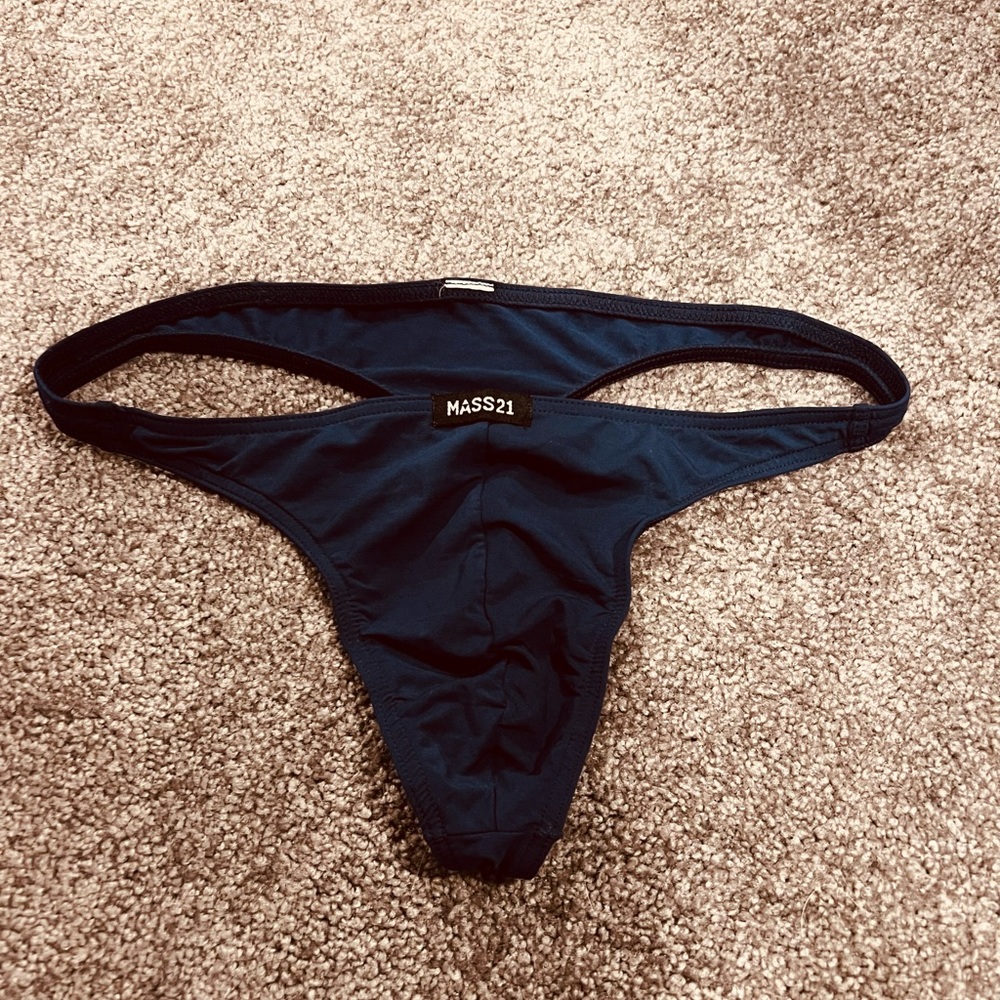 Mens Sexy Dark Blue Thong Size M